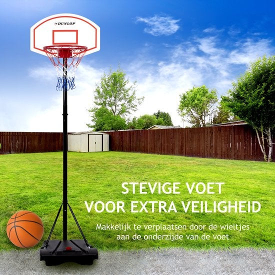 Dunlop Basketball Stange - Basketball Ring mit Ständer - 165 bis 205 CM - Basketball Set - Basketball für Draußen