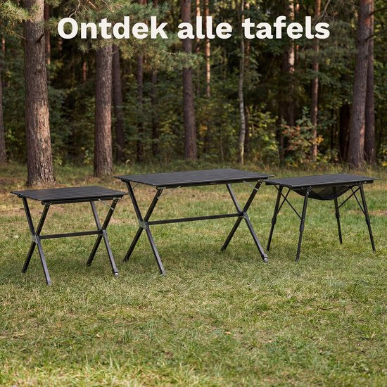 TRVLMORE Campingtisch Verstellbar - 90x52x71cm - Klapptisch mit Aluminiumrahmen - Leichtgewicht - Campingtisch - Klapptisch - Schwarz
