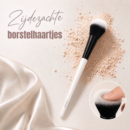 Vaive Make-up-Pinsel-Set, 15-teilig – vegane Pinsel – Pinsel für Foundation, Lidschatten, Rouge, Kabuki und Bronzer – mit Etui – Weiß