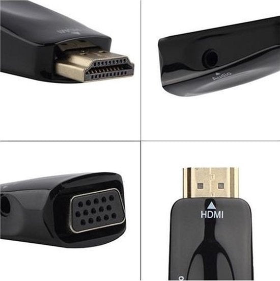GarpexÂ® HDMI zu VGA Adapter mit Audio - HDMI zu VGA Kabel mit Audio - Full HD 1080p - Schwarz