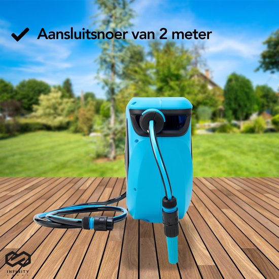 Infinity Goods Wandslangbox - 30 Meter - Slanghouder - Tuinslang Met Haspel - 180Â° Draaibaar - Automatisch - Slanghaspel