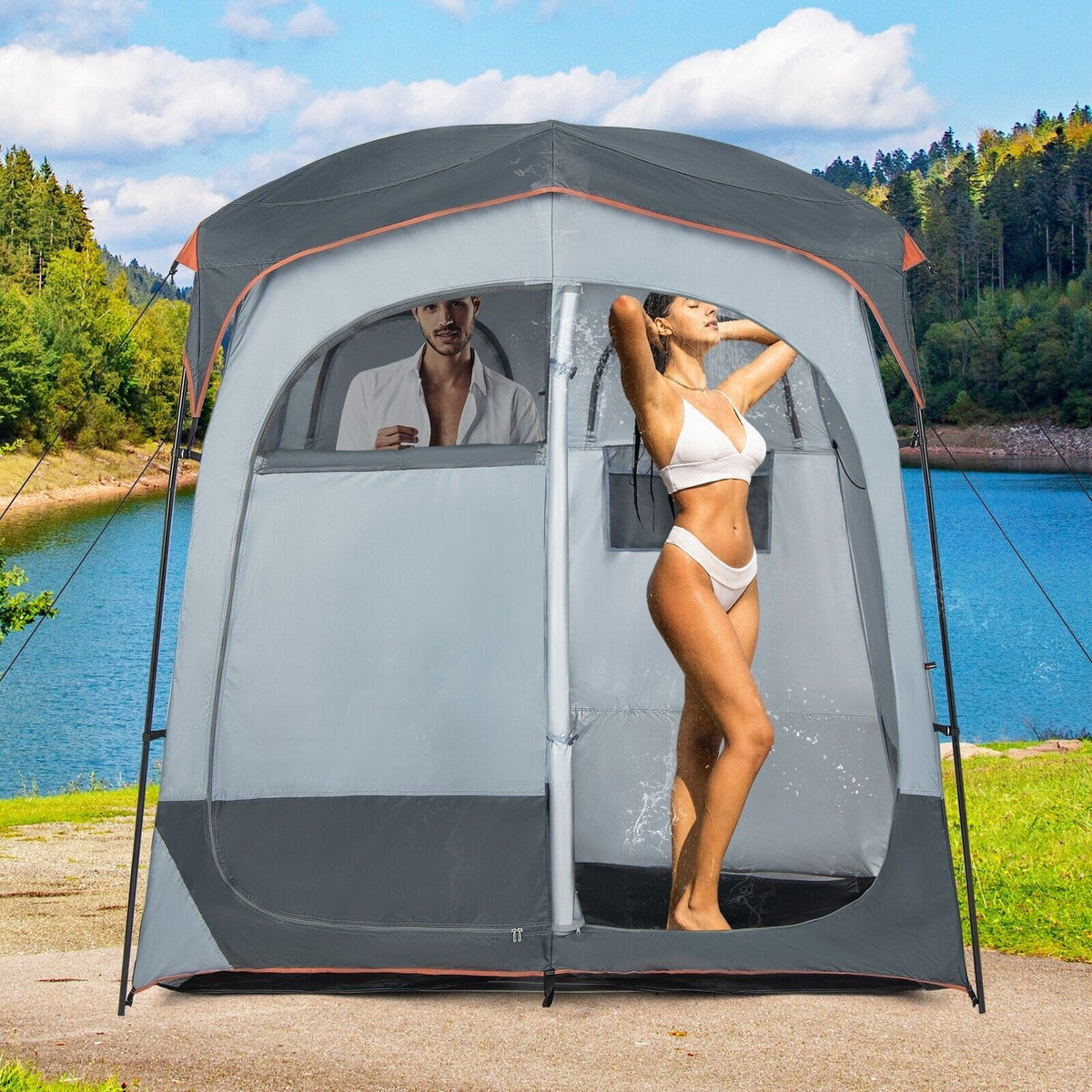 Coast Dusch- und Umkleidezelt - 2 Personen - 210 x 106 x 210 cm - grau