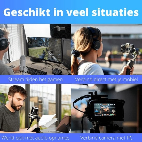 EarKings HDMI zu USB Adapter - Video Capture - geeignet für PlayStation, Xbox, Nintendo, Windows, MAC - Schwarz