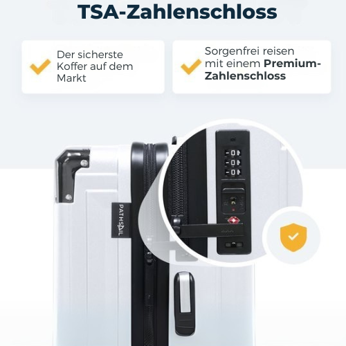 Pathsail - Handgepäck Koffer - Inkl. TSA-Schloss & Spinner-Räder - ABS - 40L x 55CM - Weiß