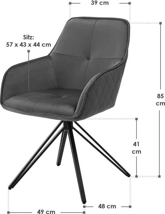 Esszimmerstuhl / Drehstuhl / Eimerstuhl Clyde - Dunkelgrau - Metallgestell