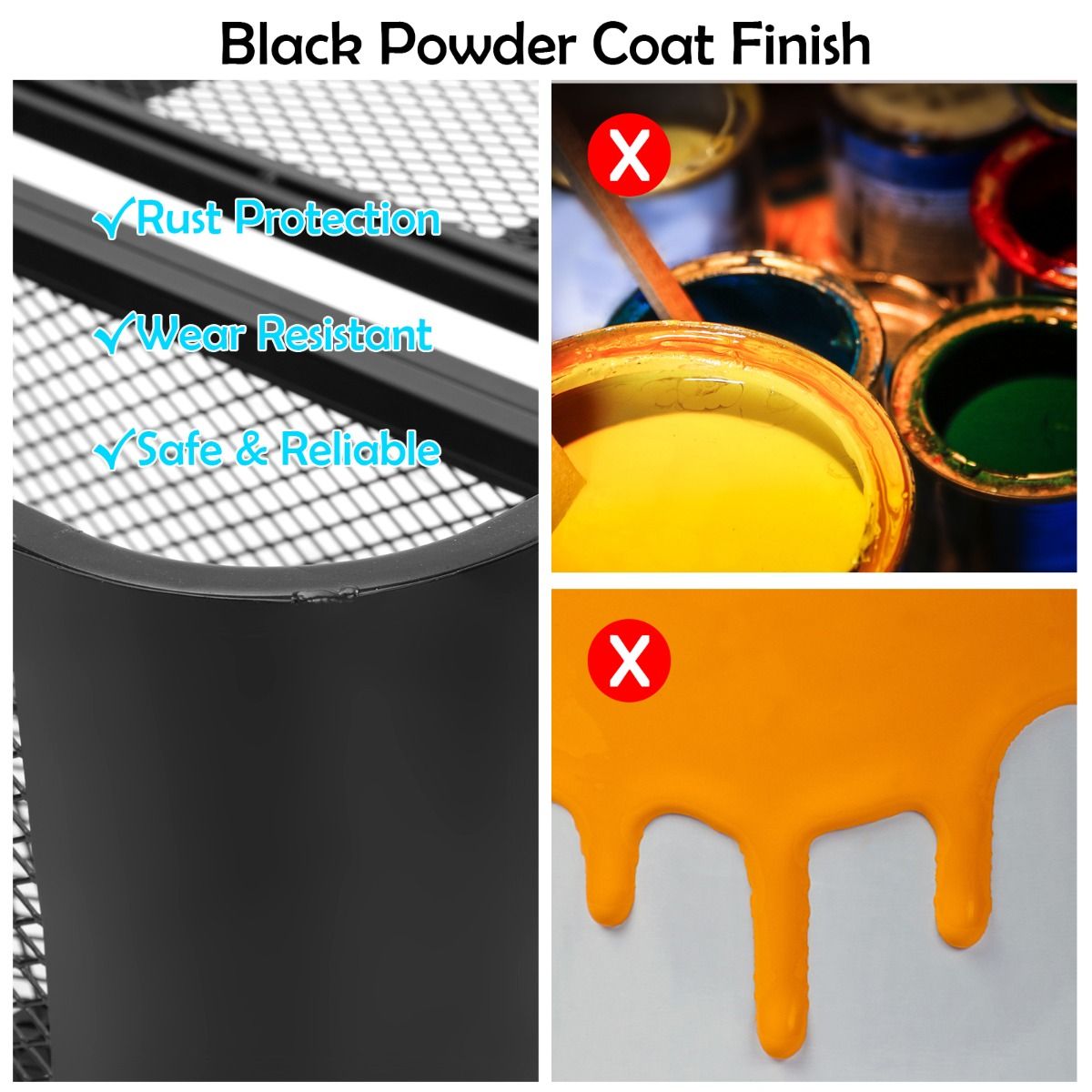 Coast Metall-Gepäckkorb für ATVs mit Mesh-Design - großer Stauraum auf 2 Ebenen - 104 x 67 x 31,5 cm - Schwarz