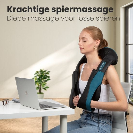 Auronic Shiatsu-Massagekissen - Elektrisches Nackenmassagegerät - Massagegeräte - Nacken und Schulter - Infrarot - inklusive Tragetasche - Schwarz/Blau
