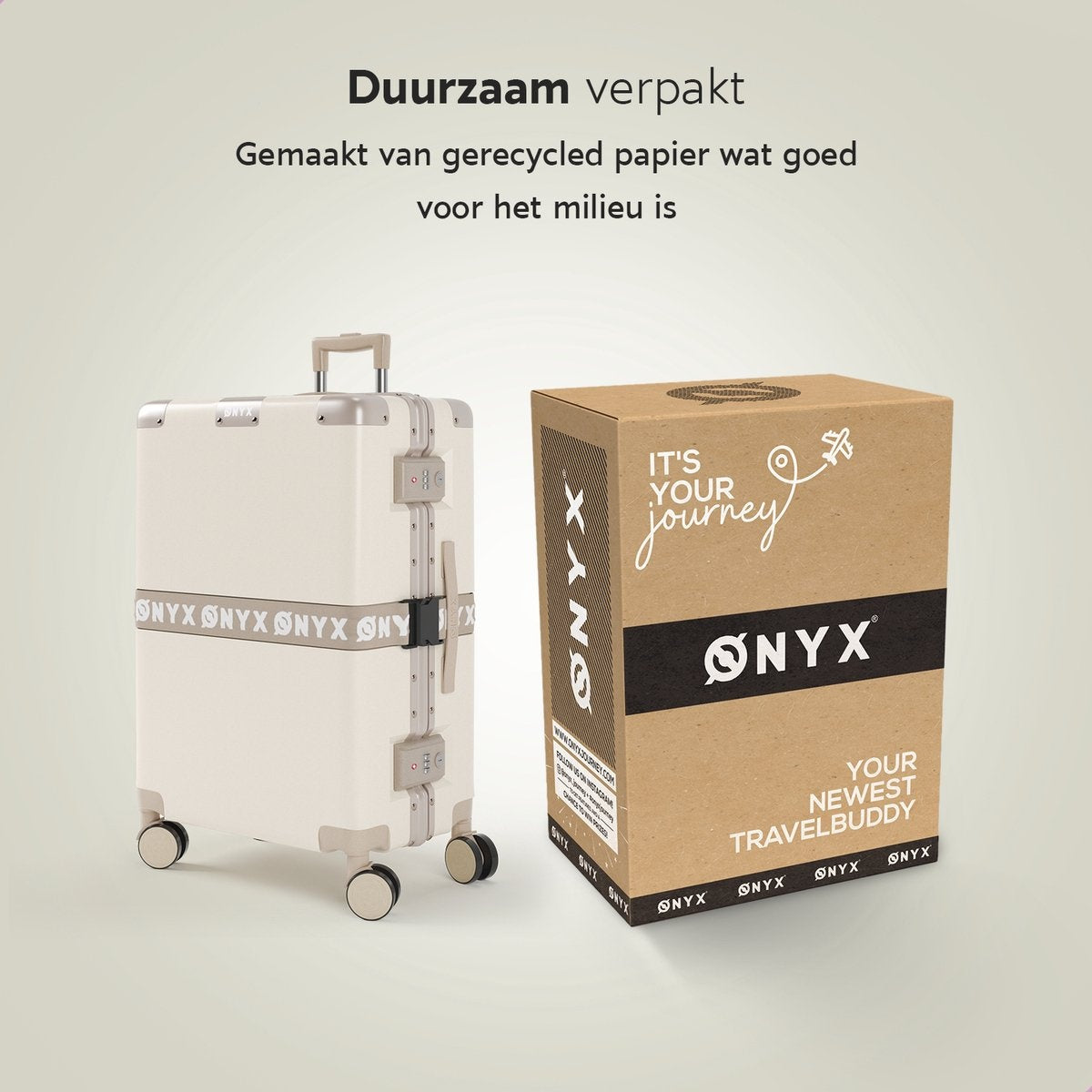 ONYXÂ¬Ã† Check-in Koffer 65L - TSA-Schloss - Spinner-Räder - Leichter Trolley - Aluminiumverschluss - Sandweiß