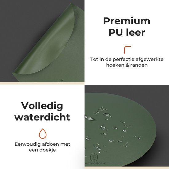 Castagnola Tischsets in Lederoptik - Runde Tischsets - Rutschfestes Kunstleder-Tischset - Wasserabweisende Untersetzer - Untersetzer - 6 Stück - Durchmesser 38 cm - Grün