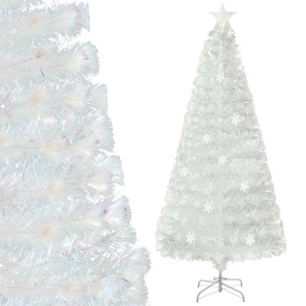 Coast Kunstweihnachtsbaum 180 cm, verschneiter Baum mit LED-Glasfaser-Beleuchtung, 8 Leuchtmodi, CM25341DE