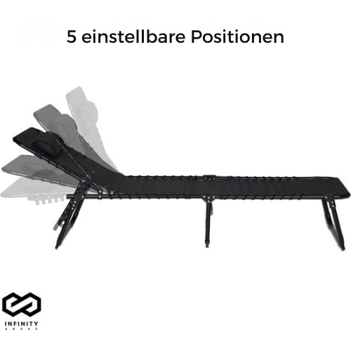 Infinity Goods Liege - Faltbar - Inklusive Kissen - Verstellbar - Wetterfest - Anthrazit