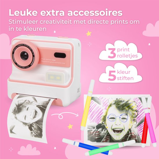 Nuvance - Kinderkamera - Spielzeugkamera Kinder - Inkl. 32 GB SD-Karte - Foto & Video - Fotodrucker - Digitale Kinderkamera - Kinderkameras - Pink
