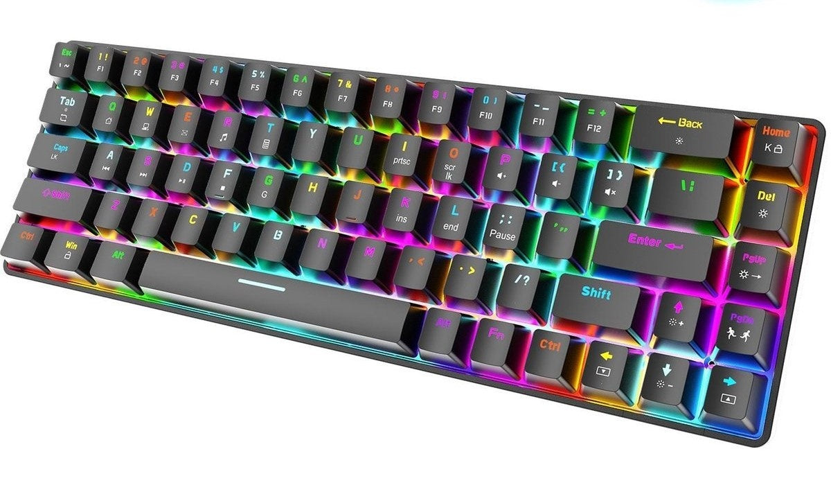 ZIYOU LANG T8 RGB Mechanische 68Tasten Gaming-Tastatur - Windows/Mac Spiele-Tastatur - Brauner Schalter - QWERTY - Mechanische Tastatur - Schwarz