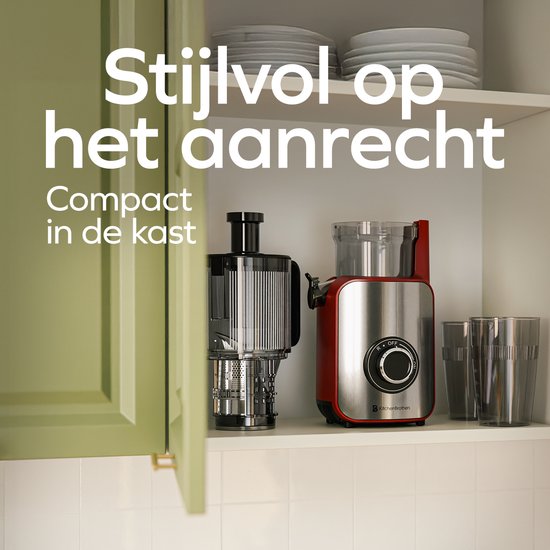 KitchenBrothers Slowjuicer - Vertikal - Entsafter - Gemüse- und Obstpresse - 126 mm - 750 ml - Rot