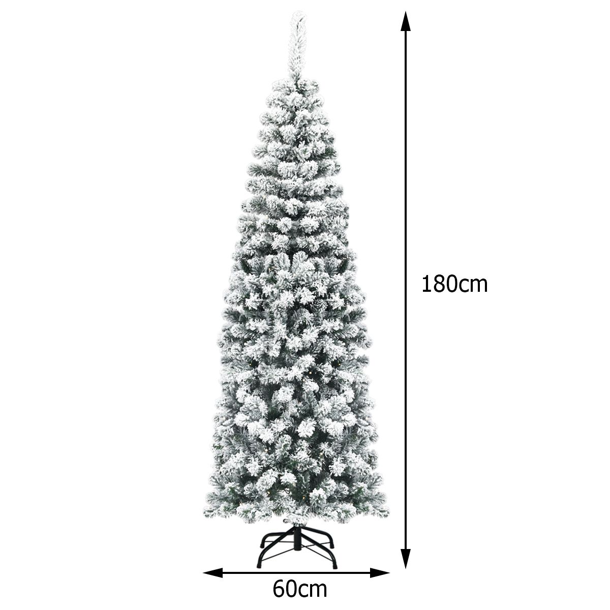 coast 180 cm Pencil Weihnachtsbaum - Grün/Weiß - Künstlicher verschneiter Tannenbaum mit Metallständer