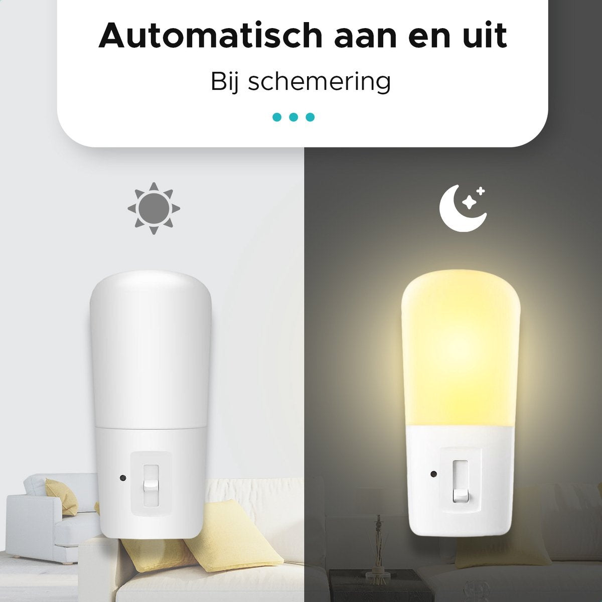 Qumax LED Nachtlicht Sockel 2 Stück - Dimmbare Nachtlichter mit Sensor - Babyzimmer Nachtlicht - Tag und Nacht Sensor - Kinder & Baby - Weiß