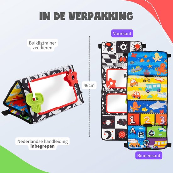 MontiPlay® Bauchtrainer Baby - Kussbuch Baby - Babyspielzeug 6 Monate - Lernspielzeug - Tummy Time - Montessori - Sensorik