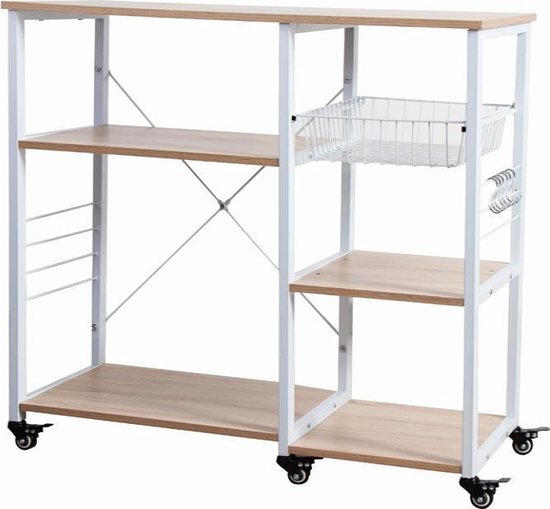 VDD Industrial Vintage Design - Servierwagen - Weiß - 90x40x88cm