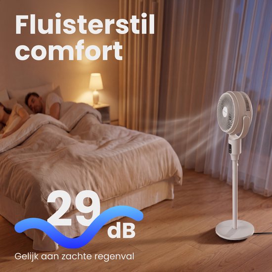 Auronic Stativventilator – Tisch- und Standventilator – 9 Stufen und Timer – Luftkühler – Leise – Mit Fernbedienung und Display – Ventilator – Weiß
