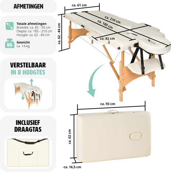 2-Zonen-Massagetisch beige - 5cm + Tragetasche - 401462