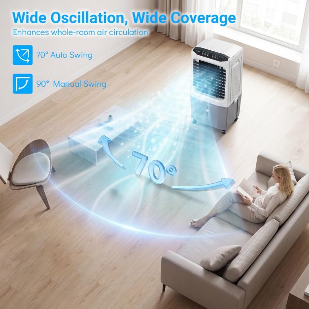 Coast 3-in-1-Mobil-Luftkühler – 26 l – 45 x 33 x 88,5 cm – Weiß und Grau