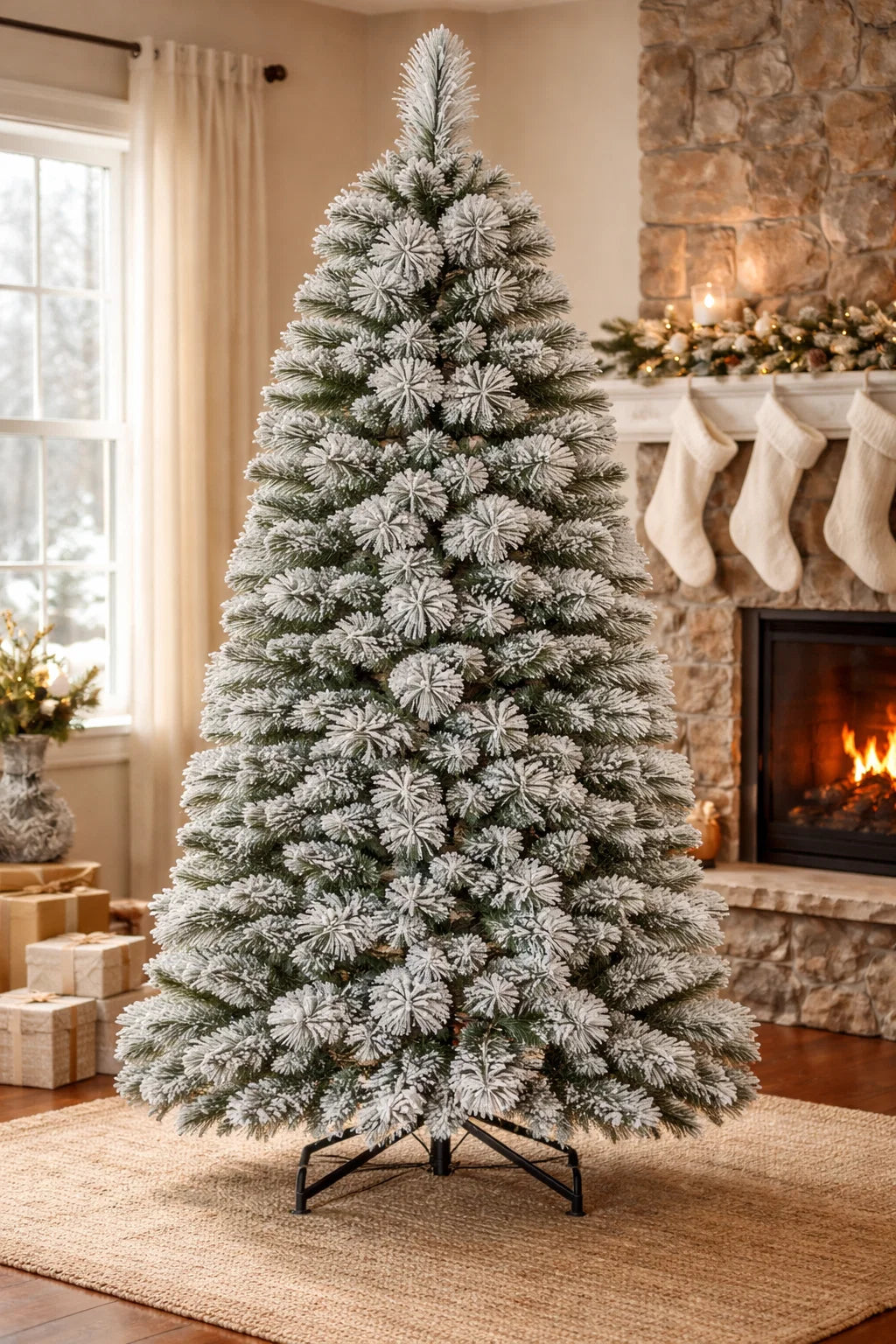 Coast Künstlicher Weihnachtsbaum mit LED-Lichtern - 150 cm - grün/weiß - Winterlook