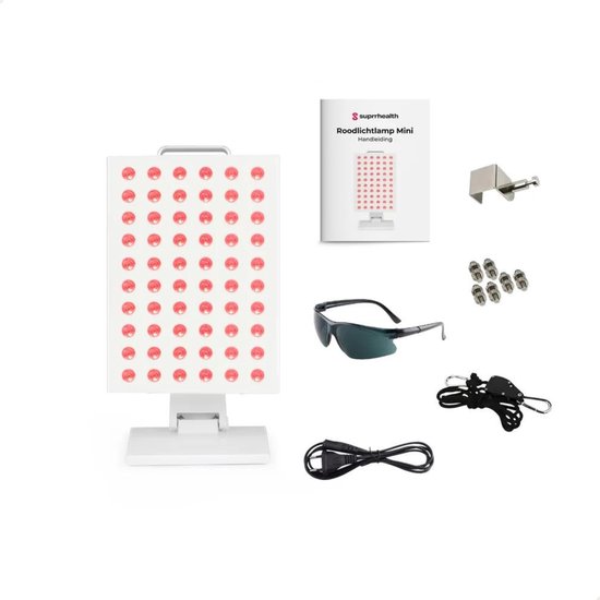 Suprrhealth Rotlichtlampe Mini – Rotlichttherapie – Timer – LED-Infrarotlampe – Hautpflege durch Infrarottherapie – Kollagenlampe – Fibromyalgie – Lichttherapie