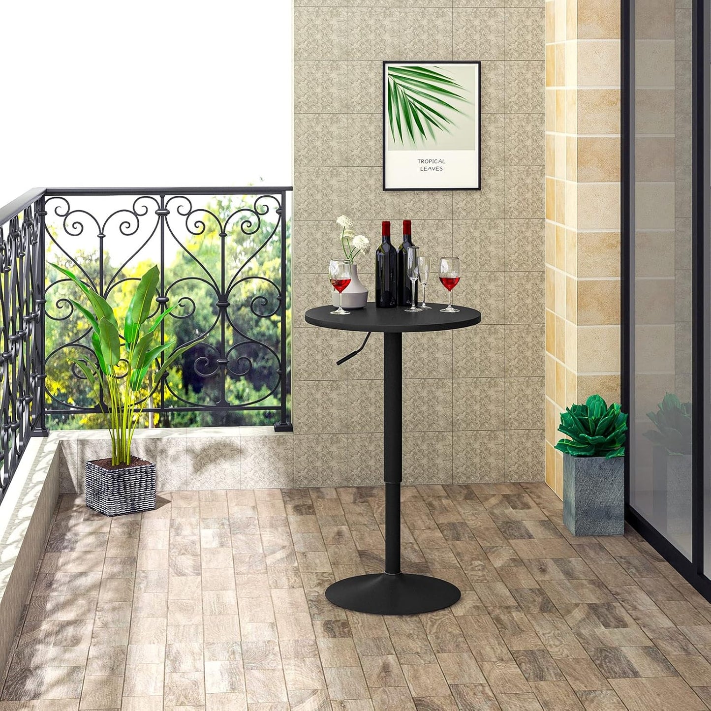 WOLTU Bartisch – Stehtisch – Höhenverstellbar 70–91 cm – Schwarz