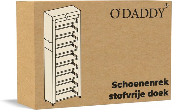 O'DADDY® Schuhregal staubfrei - 10 Lagen - 27-35 Paar Schuhe - Schuhschrank - Schuhregal - Wasserdicht und staubdicht - Schwarz