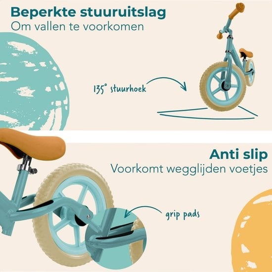 LifeGoods KiddyCruiser Balance Bike - 2 Jahre - Jungen und Mädchen - Mintgrün