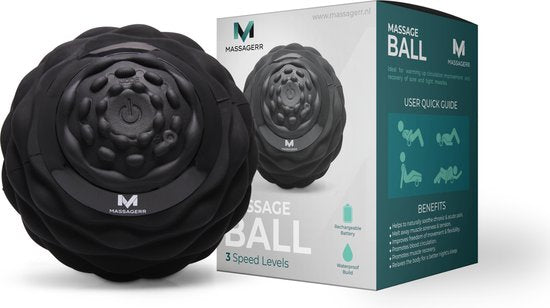 Massagerr® Vibrierender Massageball - Triggerpunkt-Ball - 4 Vibrationsstufen - Massageball - Moderner Lacrosse-Ball - Fußmassage - Massagerolle für Rücken, Füße, Schultern, Ganzkörper