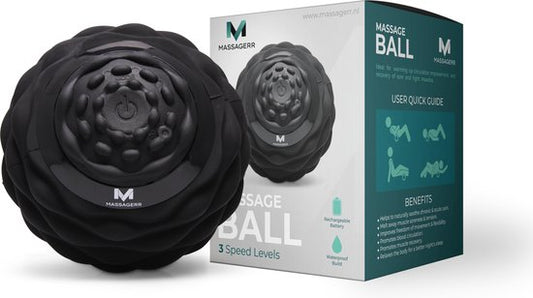 Massagerr® Vibrierender Massageball - Triggerpunkt-Ball - 4 Vibrationsstufen - Massageball - Moderner Lacrosse-Ball - Fußmassage - Massagerolle für Rücken, Füße, Schultern, Ganzkörper