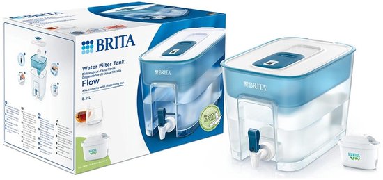 BRITA Flow Wasserspender – 8,2 l – Großes Fassungsvermögen speziell für Familien – Inkl. 1 MAXTRA PRO Pure Performance – Nachhaltig verpackt