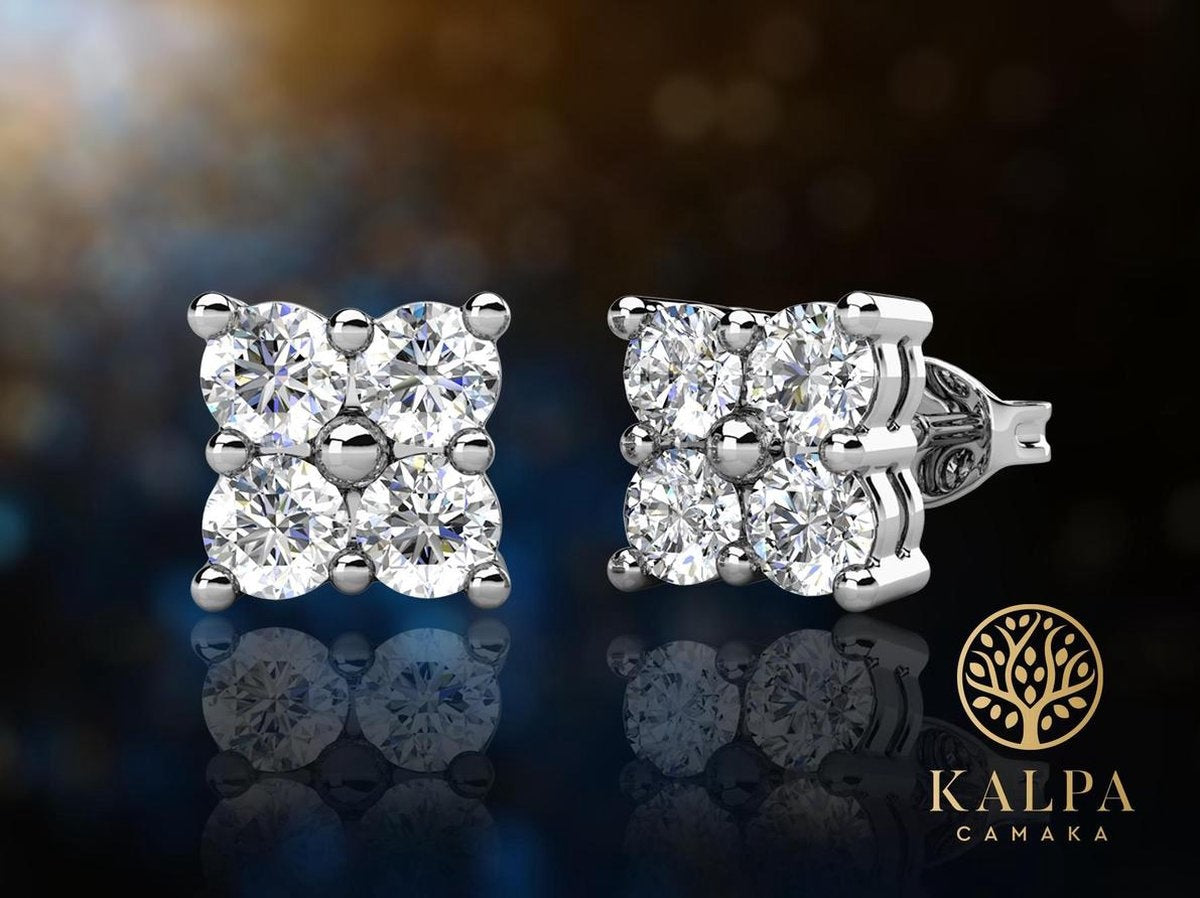 Yolora Damen Ohrringe mit Kalpa Camaka Kristallen - Silber - 18K Weißgold vergoldet