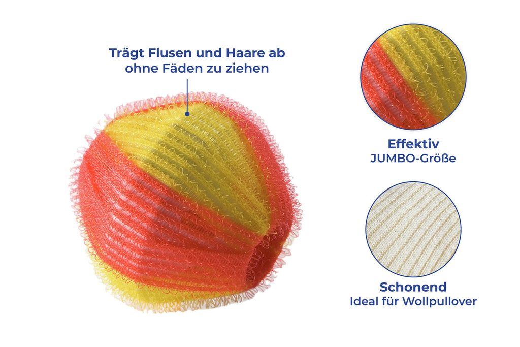 Flusenschreck Jumbo Waschbälle, 3er-Set – Ø 5 cm – Flusen- und Haarfänger
