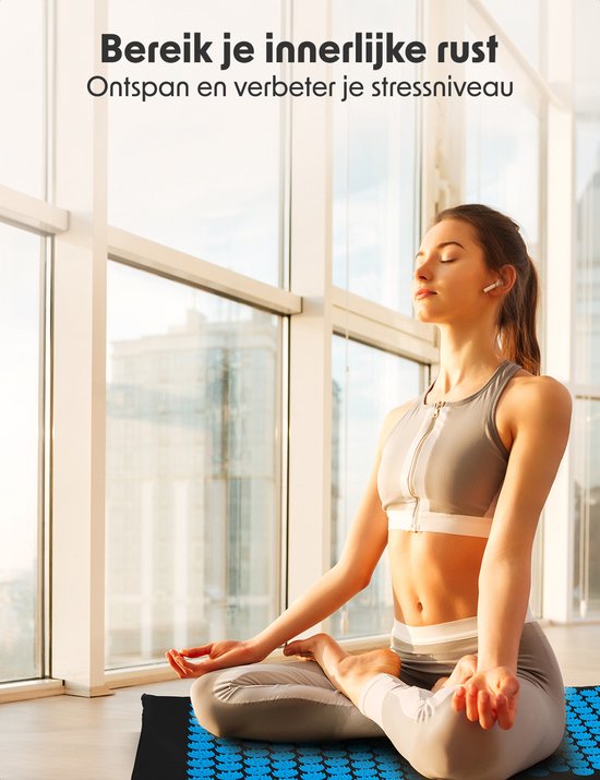 LifeGoods Akupressurmatte mit Kissen - Shakti Matte - Nagelmatte inkl. 2x Triggerpunkt Ball - 66x40x2cm - Schwarz/Türkis