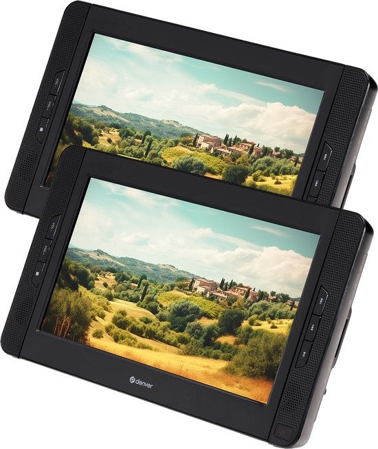 Denver Tragbarer DVD-Player für das Auto - 10 Zoll - 2 Bildschirme - inkl. Kopfstützenhalterung - mit USB