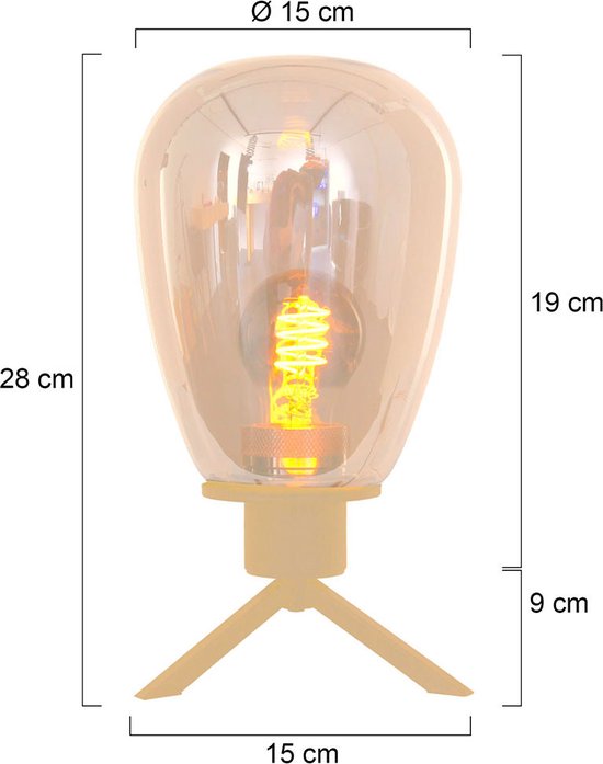 Steinhauer Tischleuchte Reflexion - bernsteinfarben - Metall - 15 cm - E27 Fassung - 2682ME
