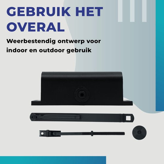 Gtrise Adjustable Door closer - T/M 100KG - Large - Incl mounting kit - Hydraulic - High quality - For indoor & outdoor - Many functions - Door closer - Door spring