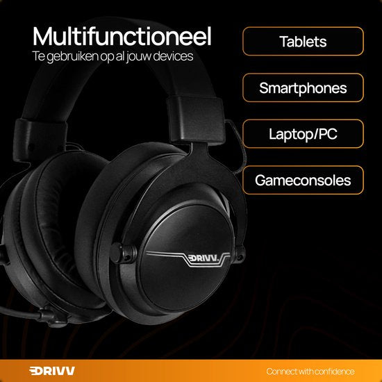 Drivv. PRO Wireless Gaming Headset mit Mikrofon - Bluetooth Game Headset geeignet für PS4, PS5, Xbox Serie und PC - Wireless 2.4GHz