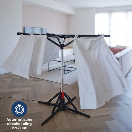 Nexxt Elektrischer Wäschespinner – 17M – Energiesparend (10 W) – Zusammenklappbar – Automatische Drehfunktion
