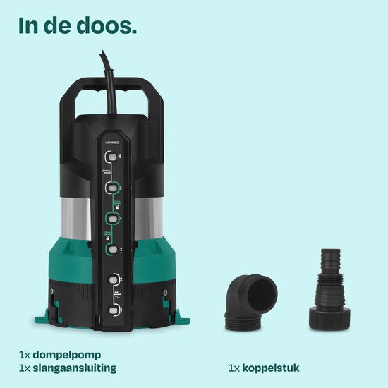 VONROC Tauchpumpe – Rein- und Schmutzwasserpumpe – 850 W – 20.000 l/h – Flachansaugung – Sensorschalter