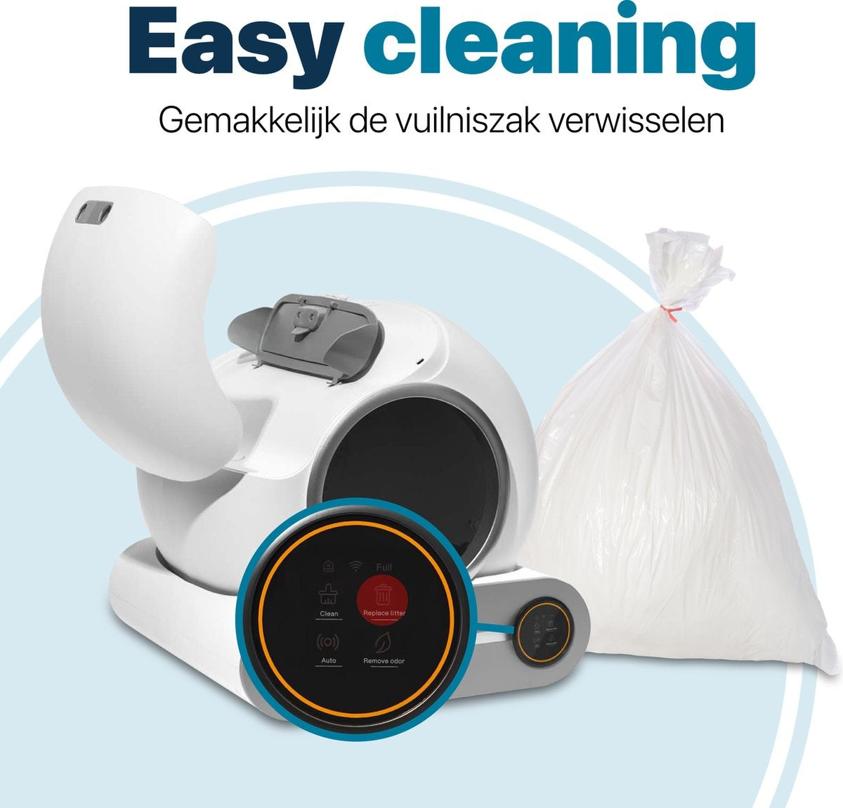 BOME - Katzenklo - Selbstreinigend - Mit App & Touchscreen - 65L - Weiß