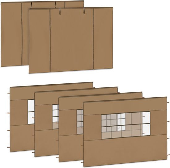 VONROC Seitenwand-Set – 6 x 3 m – 6 Stück – Für 2 x Premium-Partyzelt PT501XX | Beige