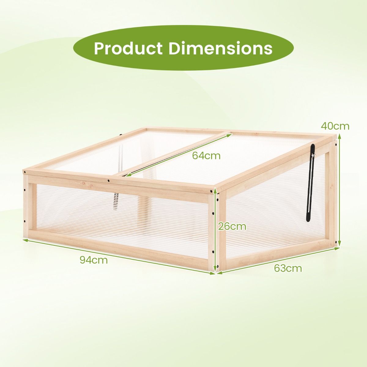 Coast Gewächshaus mit kippbarem Dach – 94 x 63 x 40 cm – Naturfarben