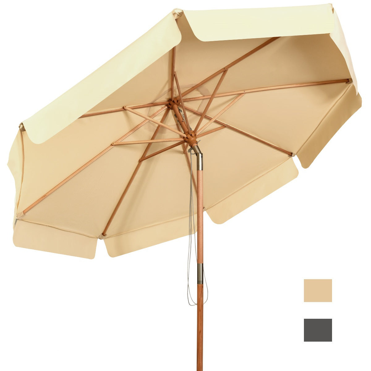 Coast garten sonnenschirm - neigbar - wasserdicht - mit uv schutz - holz - 3m - beige