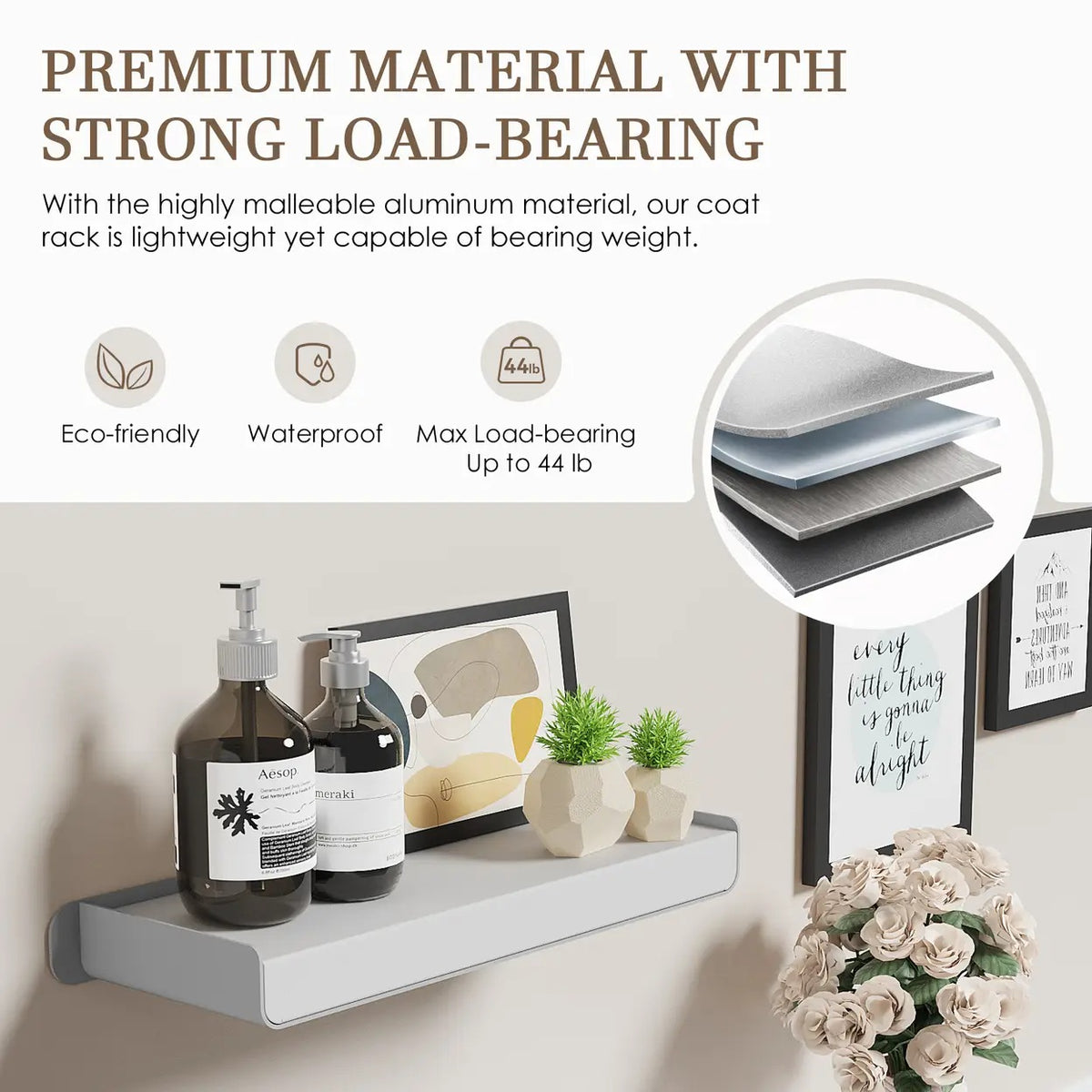 KAPANOU Wandregal – Aluminium – Grau