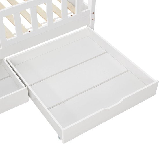 Kinderbett Marli - 80 x 160 cm - Weiß - inkl. Bettkästen