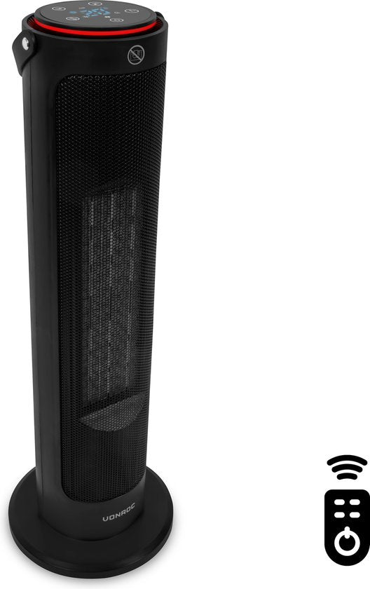 VONROC Elektroheizung - Heizlüfter - 1200W/2000W - Turmmodell - Keramik - ECO Mode - Swing-Funktion - LED-Display - Inkl. Fernbedienung - Thermostat und Timer - 20m2