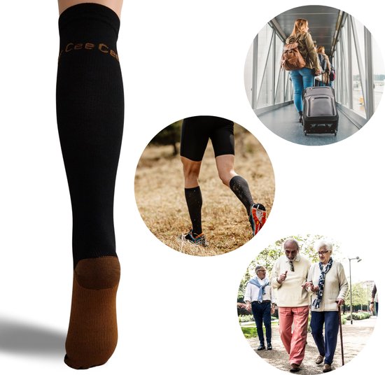 Kompressionssocken 3 Paar - Stützsocken Damen und Herren - Kompressionssocken - Laufsocken - Sportsocken - Größe 36-40 S/M